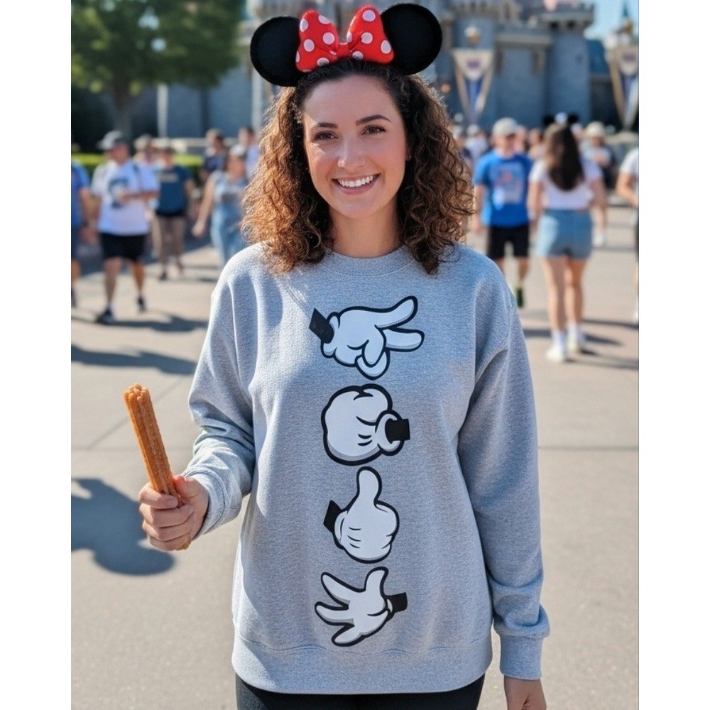 Mickey Mouse Disneyland Disney‎ World Rock Paper Scissors Grey Sweatshirt Small